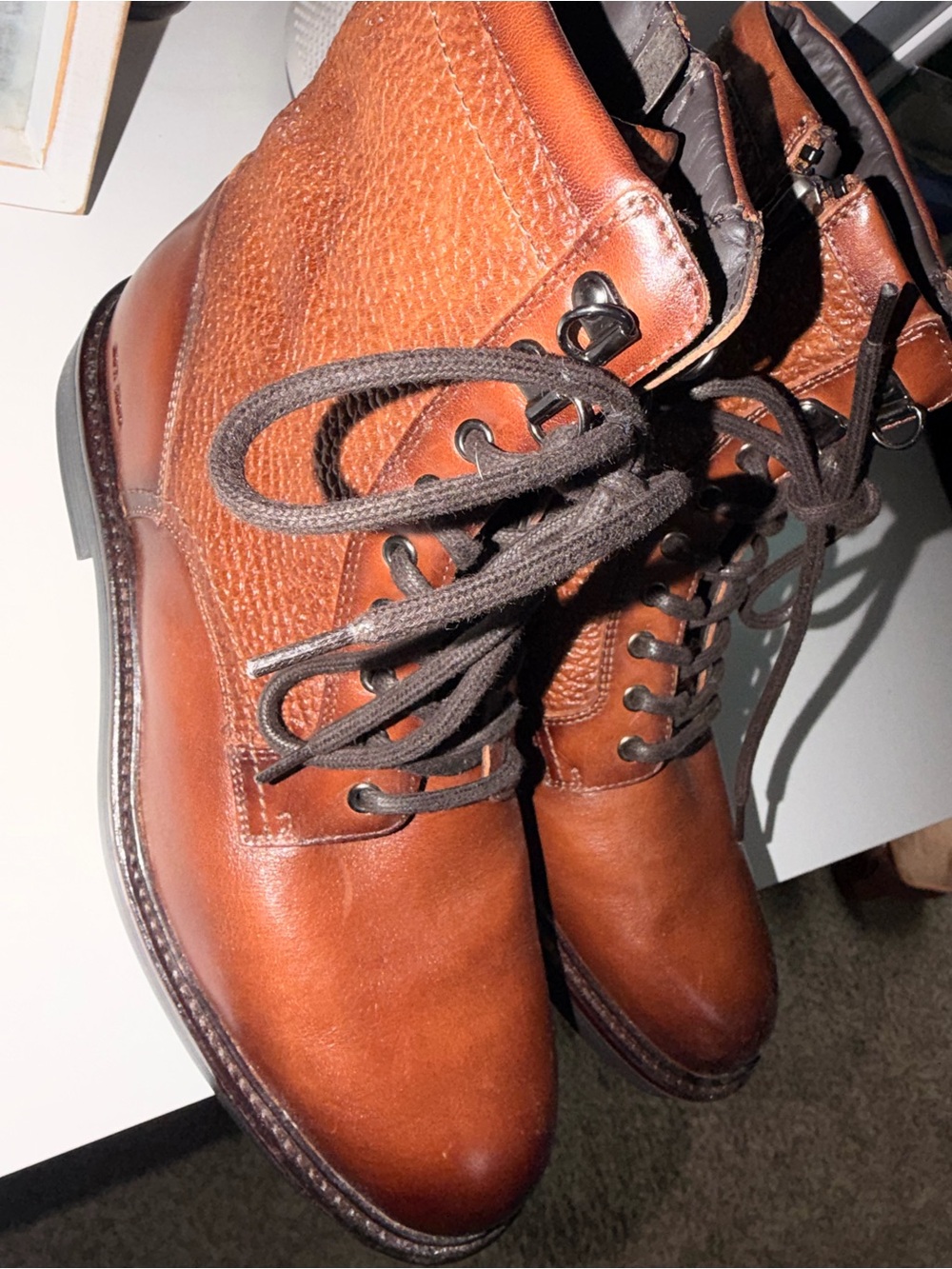 Johnston & Murphy Men’s Brown Leather Lace-Up Boots